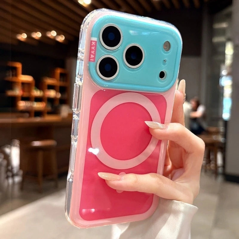 Candy Contrasting Colors For Magsafe Magnetic Phone Case For iPhone 17 14 15 16  Pro Max Shockproof Soft Silicone Back Cover