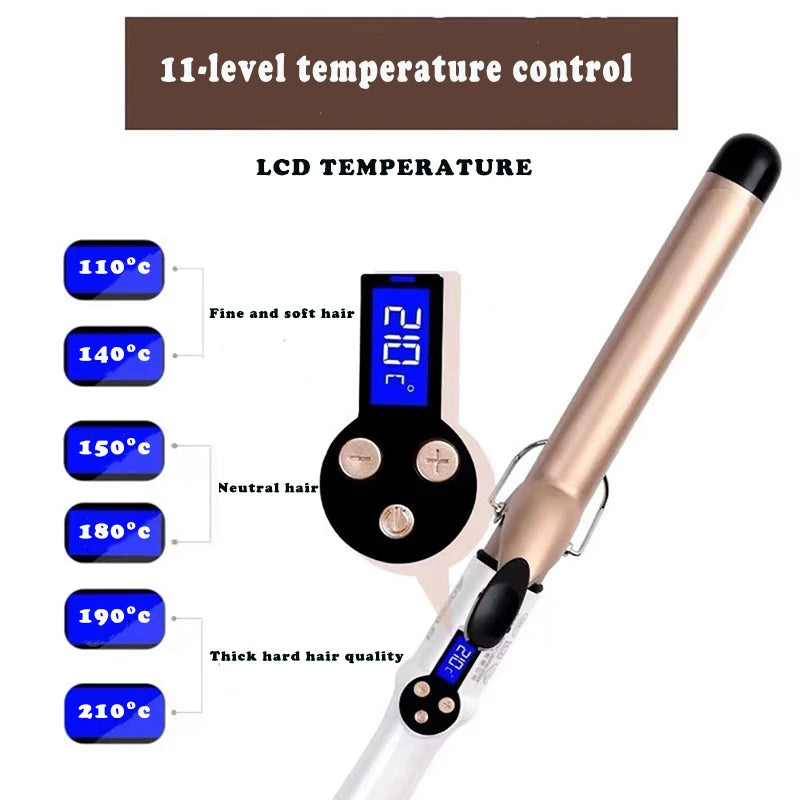 Hair Curlers Waves Electric Professional Ceramic Hair Curler Lcd Curling Iron Roller Curls Wand Waver Fashion Styling Tools