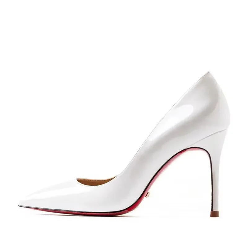 Plus Size 34-44 Sexy Rode Schoenen Rubberen Bodem Puntschoen Lente Ondiepe Vrouwen Pompen Dress Party Bruiloft hoge Hakken