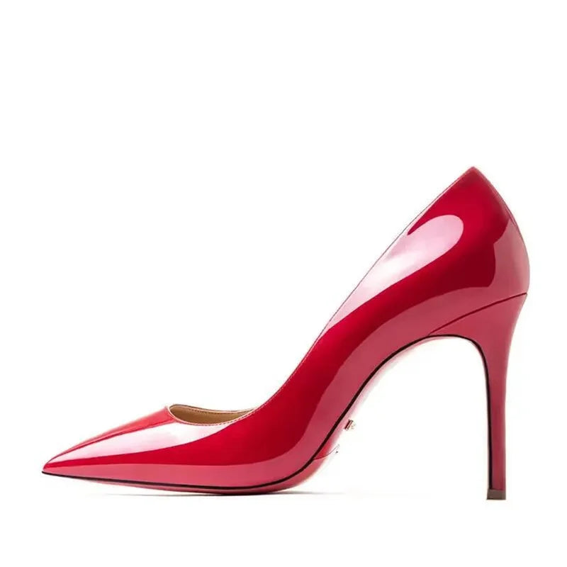 Plus Size 34-44 Sexy Rode Schoenen Rubberen Bodem Puntschoen Lente Ondiepe Vrouwen Pompen Dress Party Bruiloft hoge Hakken
