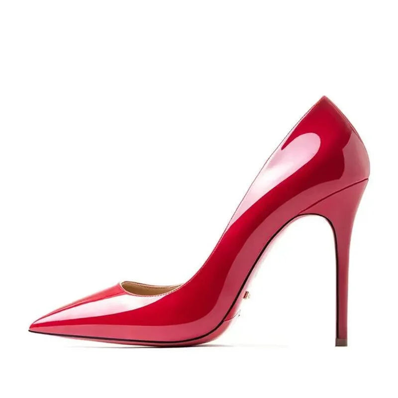 Plus Size 34-44 Sexy Rode Schoenen Rubberen Bodem Puntschoen Lente Ondiepe Vrouwen Pompen Dress Party Bruiloft hoge Hakken