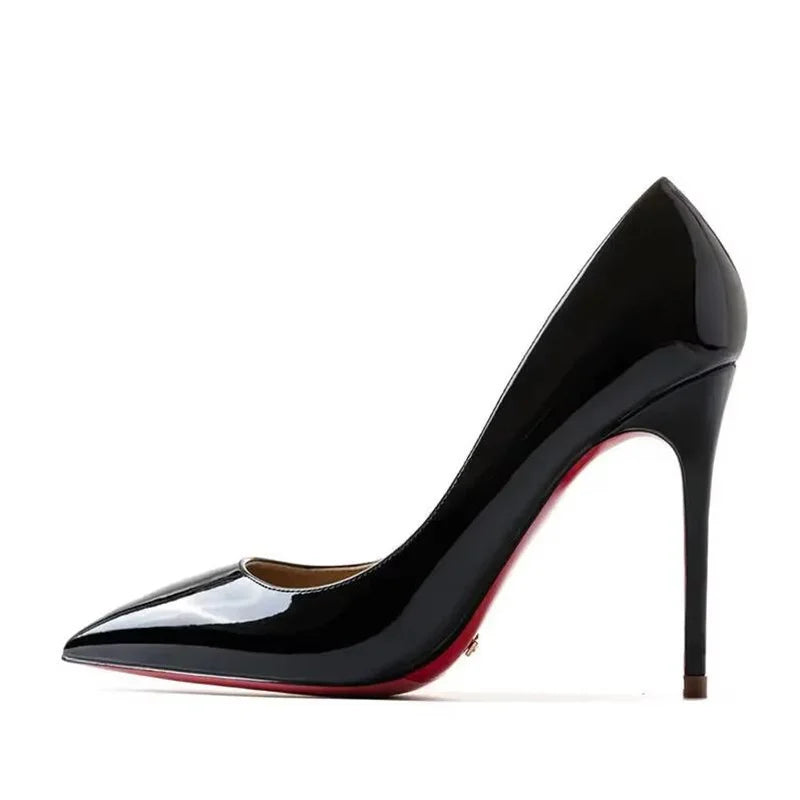 Plus Size 34-44 Sexy Rode Schoenen Rubberen Bodem Puntschoen Lente Ondiepe Vrouwen Pompen Dress Party Bruiloft hoge Hakken