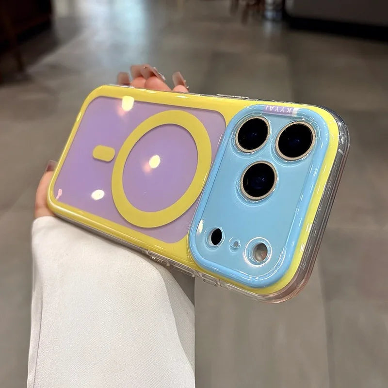 Candy Contrasting Colors For Magsafe Magnetic Phone Case For iPhone 17 14 15 16  Pro Max Shockproof Soft Silicone Back Cover