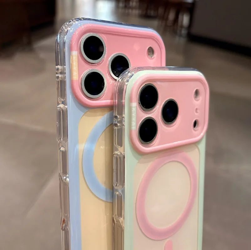 Candy Contrasting Colors For Magsafe Magnetic Phone Case For iPhone 17 14 15 16  Pro Max Shockproof Soft Silicone Back Cover