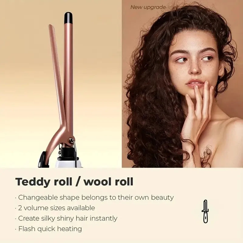 Ceramic Perm Bar 0.51 Inch Hair Salon Hot Perm Tool Curling Iron, Fast Heating, Dual Speed Temperature Control