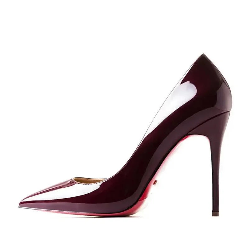 Plus Size 34-44 Sexy Rode Schoenen Rubberen Bodem Puntschoen Lente Ondiepe Vrouwen Pompen Dress Party Bruiloft hoge Hakken