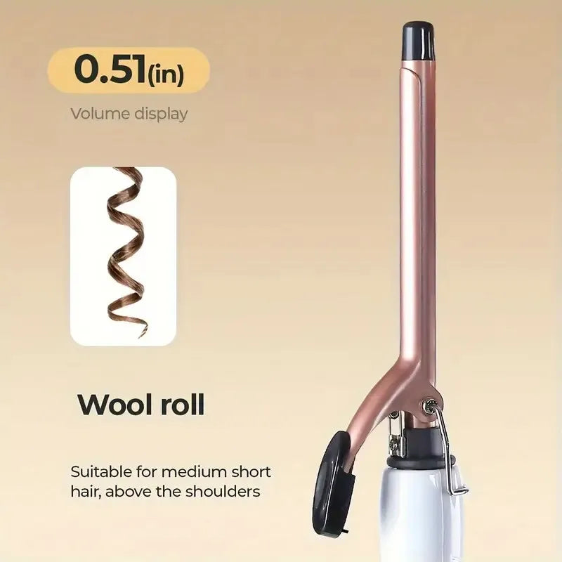 Ceramic Perm Bar 0.51 Inch Hair Salon Hot Perm Tool Curling Iron, Fast Heating, Dual Speed Temperature Control