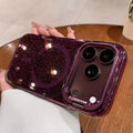 Luxury Bling Glitter Camera Protection Stand Holder Clear Case For iPhone 18 17 16 15 14 13 Pro Max For Magsafe Shockproof Cover