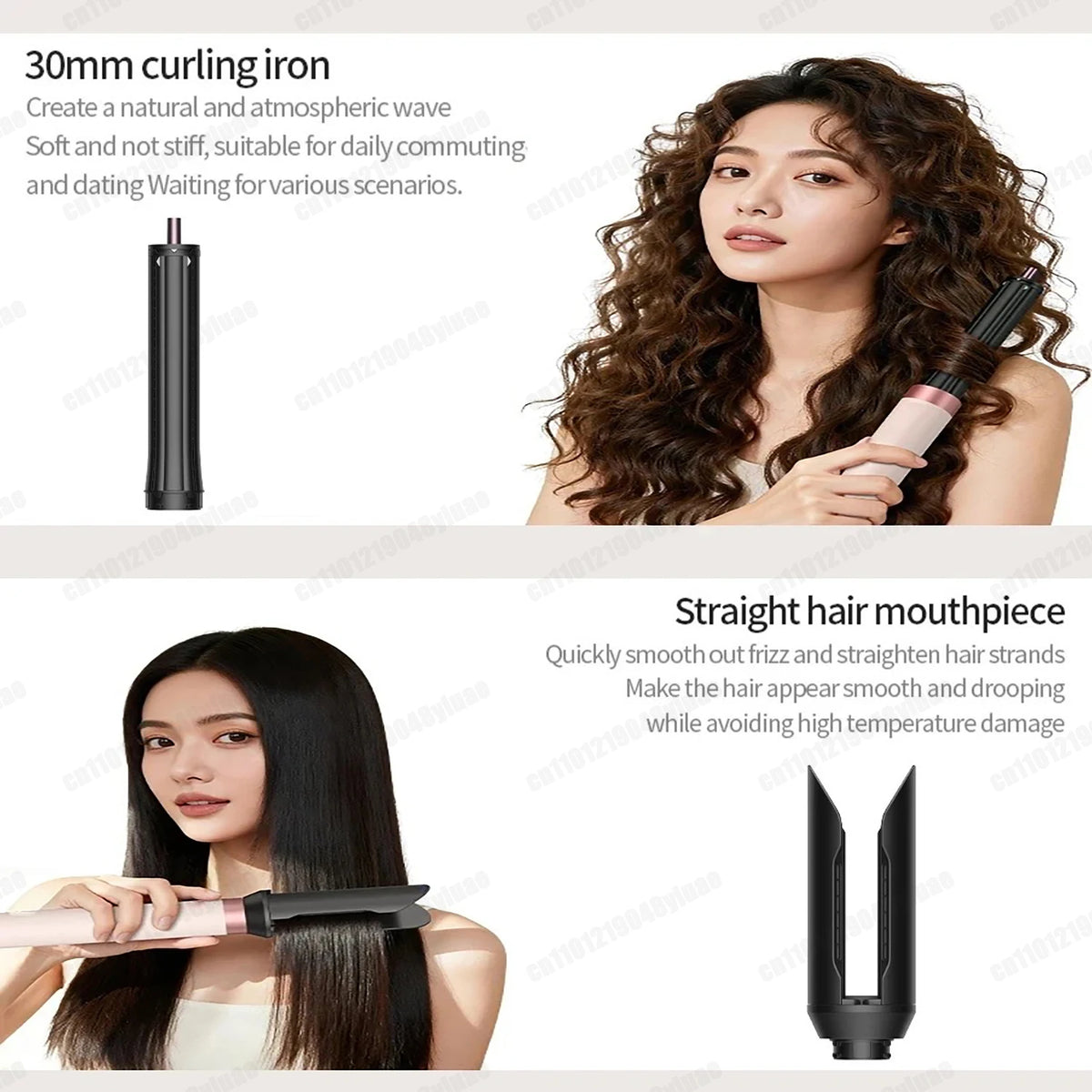Upgraded 1500w Multil Hair Styler Hair Dryer 30/40mm Auto Curling Barrels and Hair Strightenting Nozzle Hot Air Brush Wrap Style