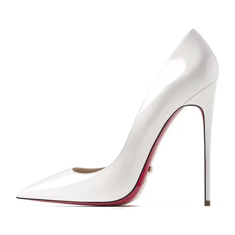 Plus Size 34-44 Sexy Rode Schoenen Rubberen Bodem Puntschoen Lente Ondiepe Vrouwen Pompen Dress Party Bruiloft hoge Hakken