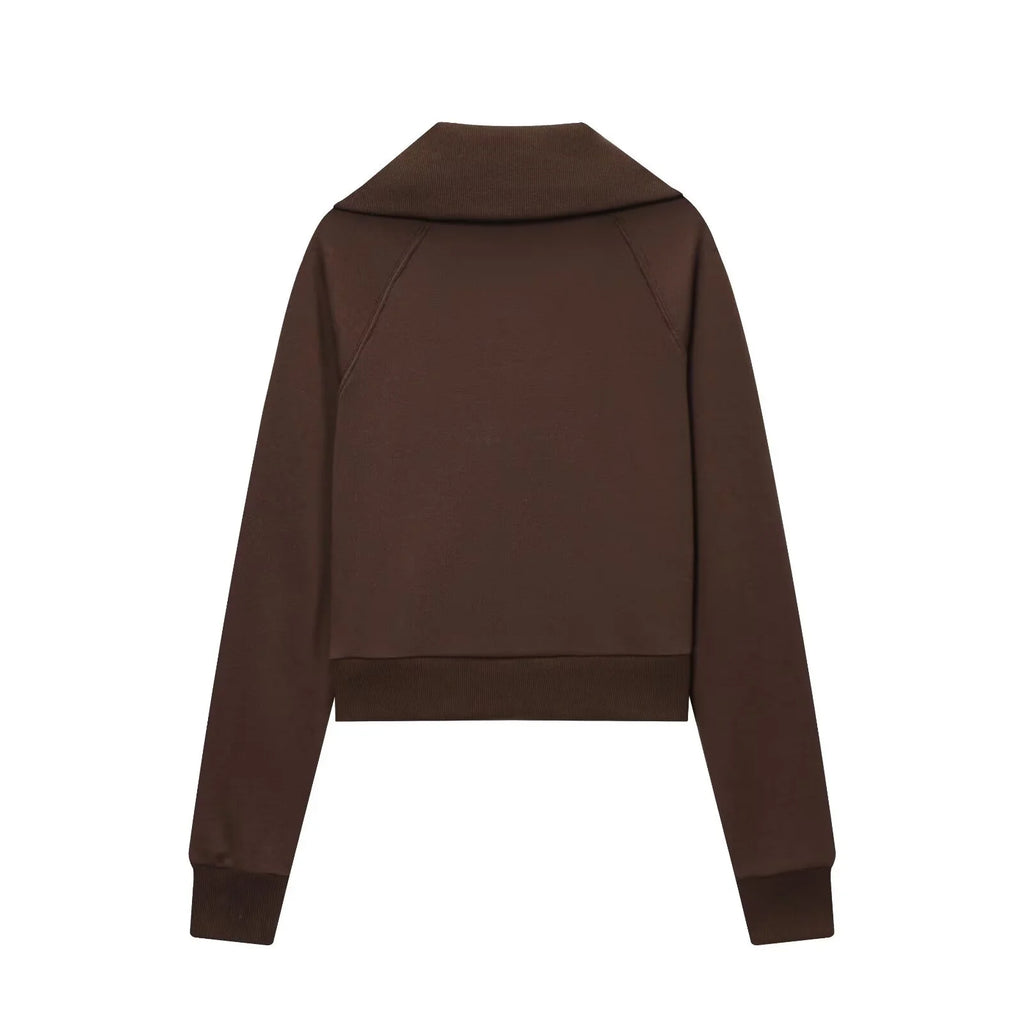 2025 Herfst Nieuwe Vrouwen Casual Revers Lange Mouwen Rits Fleece Jas + Hoge Taille Badstof Uitlopende Broek