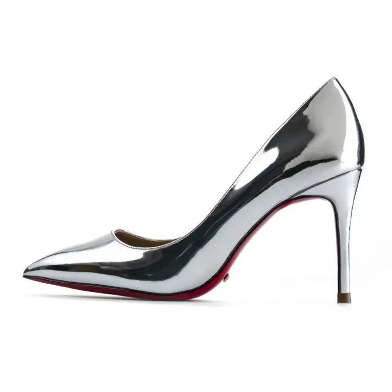 Plus Size 34-44 Sexy Rode Schoenen Rubberen Bodem Puntschoen Lente Ondiepe Vrouwen Pompen Dress Party Bruiloft hoge Hakken