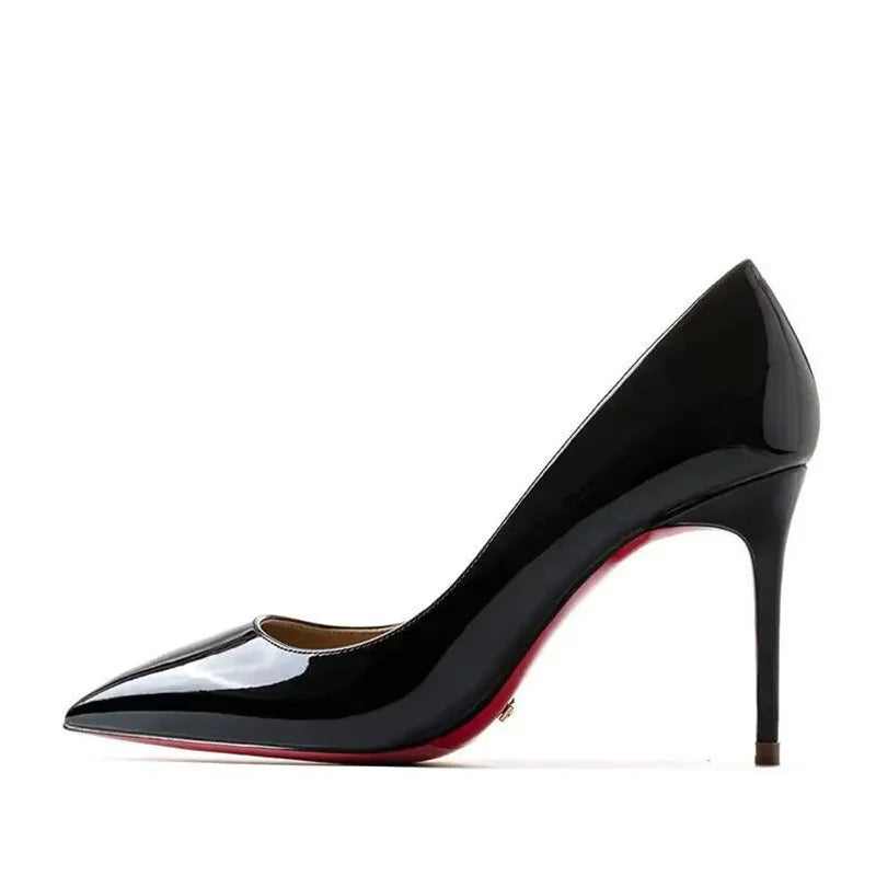 Plus Size 34-44 Sexy Rode Schoenen Rubberen Bodem Puntschoen Lente Ondiepe Vrouwen Pompen Dress Party Bruiloft hoge Hakken