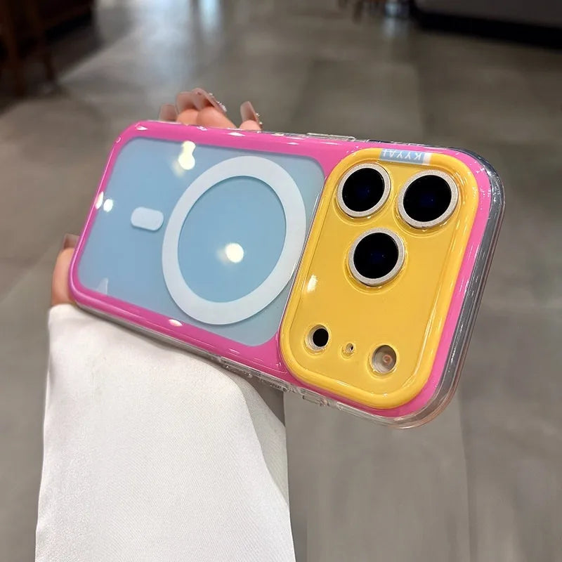 Candy Contrasting Colors For Magsafe Magnetic Phone Case For iPhone 17 14 15 16  Pro Max Shockproof Soft Silicone Back Cover