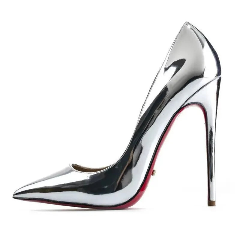 Plus Size 34-44 Sexy Rode Schoenen Rubberen Bodem Puntschoen Lente Ondiepe Vrouwen Pompen Dress Party Bruiloft hoge Hakken