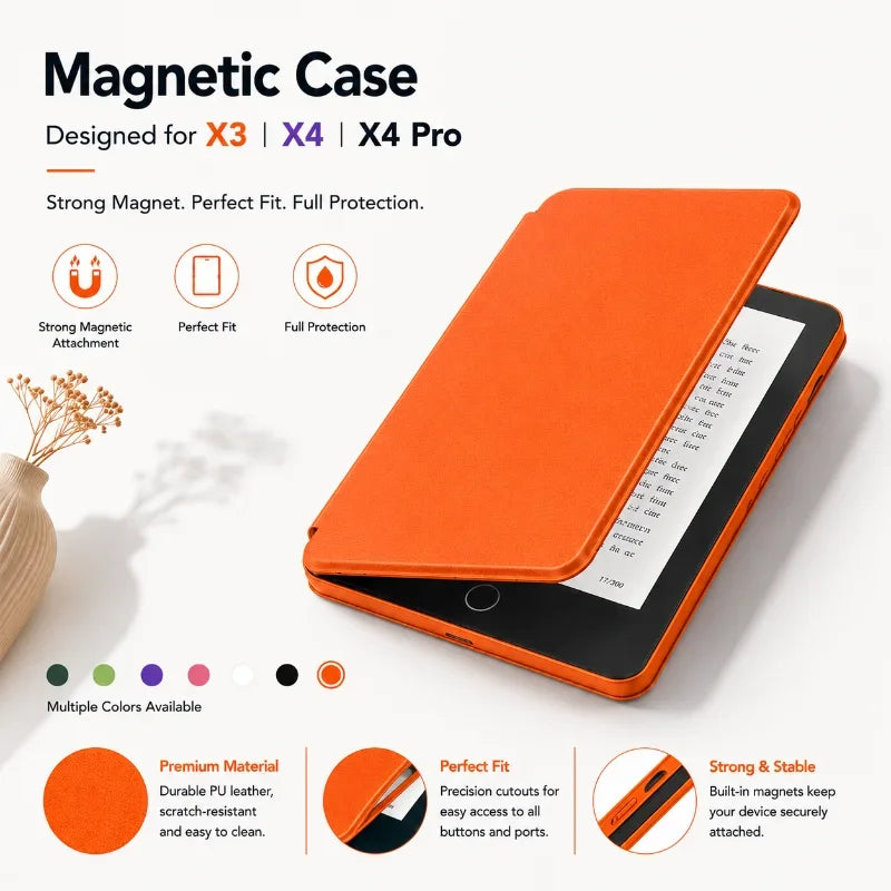 New Magnetic Flip Cover With Stand E‑reader Protective Case For Xteink X3 X4 X4pro Shockproof Detachable Shell Protective Sleeve