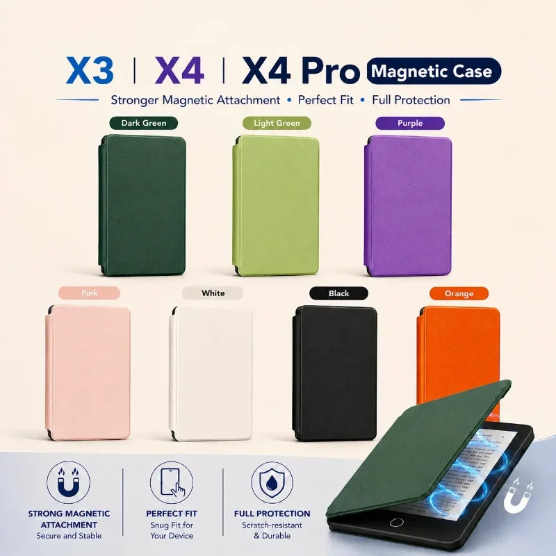 New Magnetic Flip Cover With Stand E‑reader Protective Case For Xteink X3 X4 X4pro Shockproof Detachable Shell Protective Sleeve