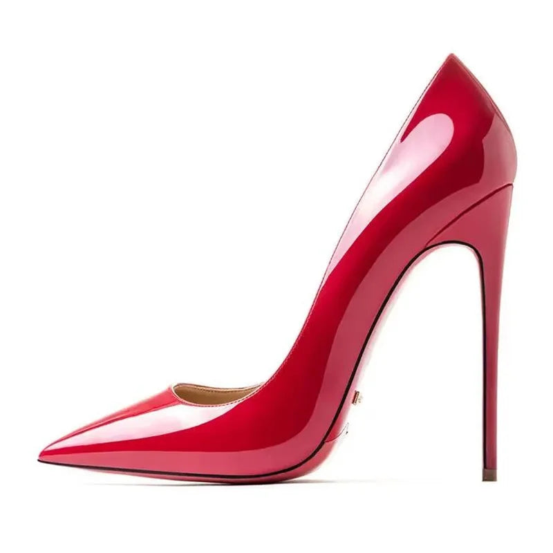 Plus Size 34-44 Sexy Rode Schoenen Rubberen Bodem Puntschoen Lente Ondiepe Vrouwen Pompen Dress Party Bruiloft hoge Hakken