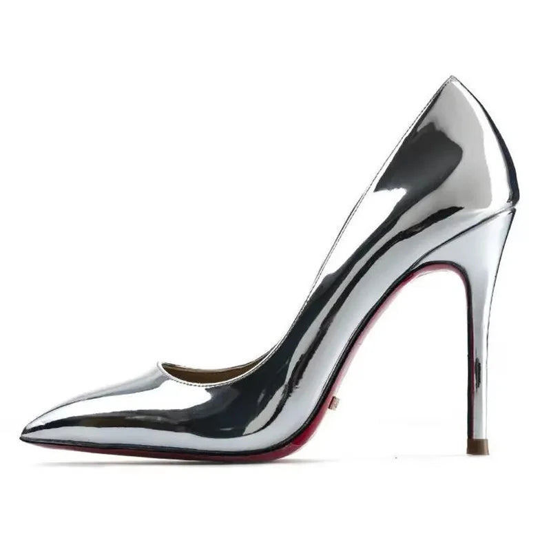 Plus Size 34-44 Sexy Rode Schoenen Rubberen Bodem Puntschoen Lente Ondiepe Vrouwen Pompen Dress Party Bruiloft hoge Hakken