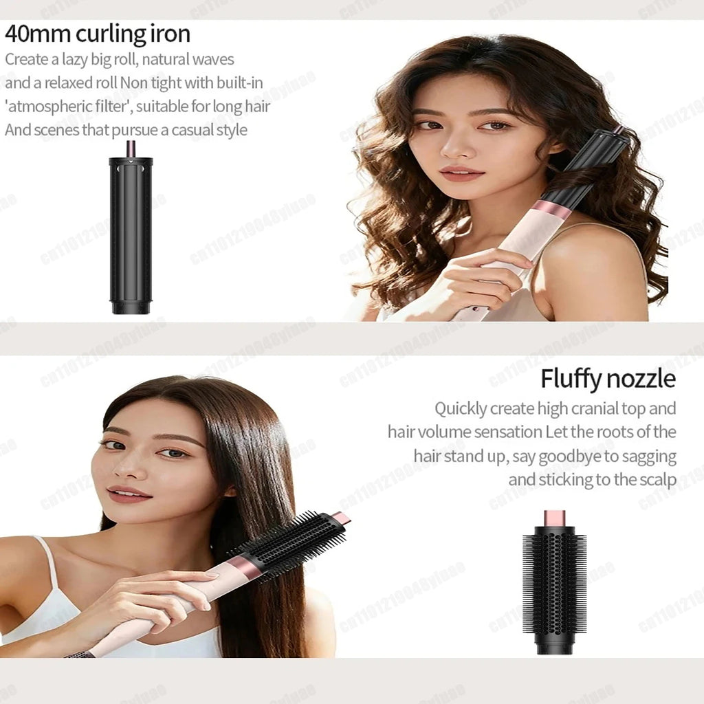 Upgraded 1500w Multil Hair Styler Hair Dryer 30/40mm Auto Curling Barrels and Hair Strightenting Nozzle Hot Air Brush Wrap Style