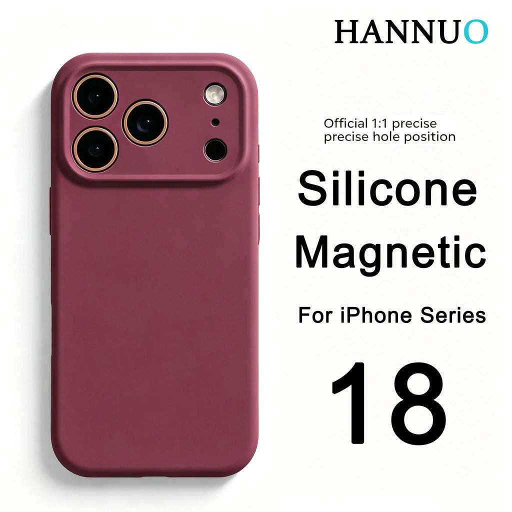 HANNUO Liquid Silicone Phone Case for iPhone 18 Pro Max Cases 17 Pro Max for Magsafe Magnetic Charging Shockproof Soft Cover