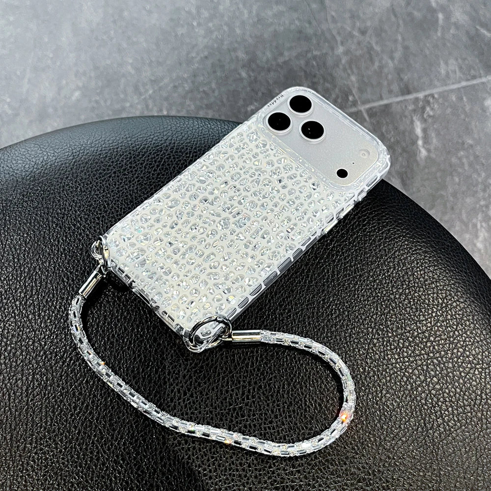 Glitter Snake Pattern Bling Shockproof Phone Case For iPhone 17 18 Pro 18 15 16 17 Pro Max Shining Protector Cover with Bracelet