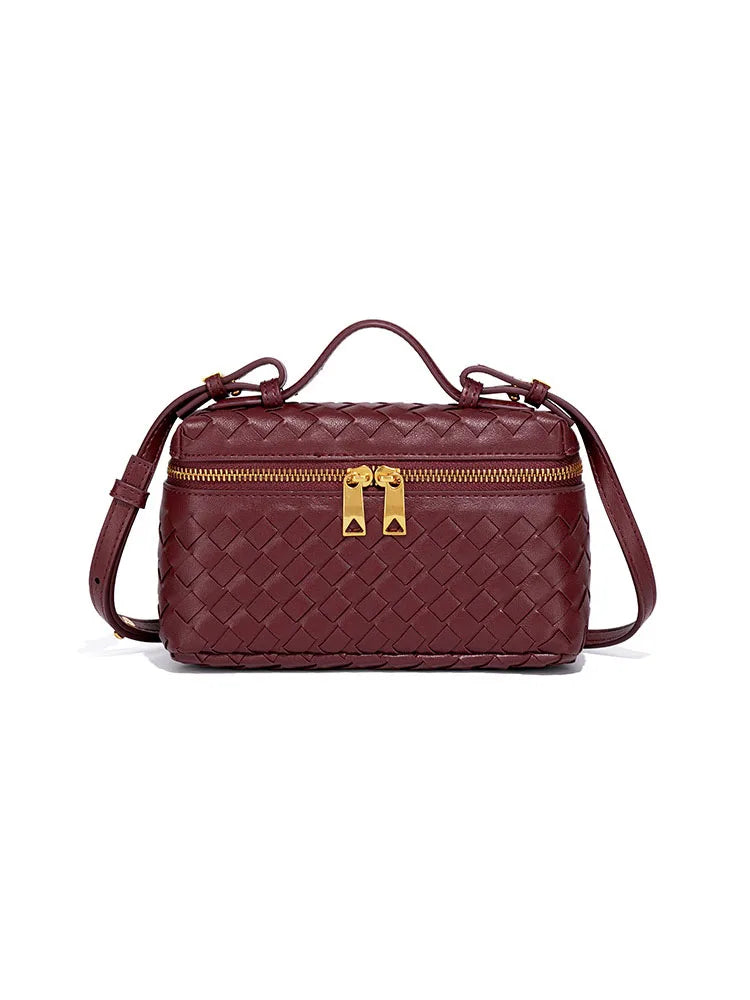 Crossbody geweven veelzijdige lunchbox tas met dubbele ritssluiting handtas schoudertas