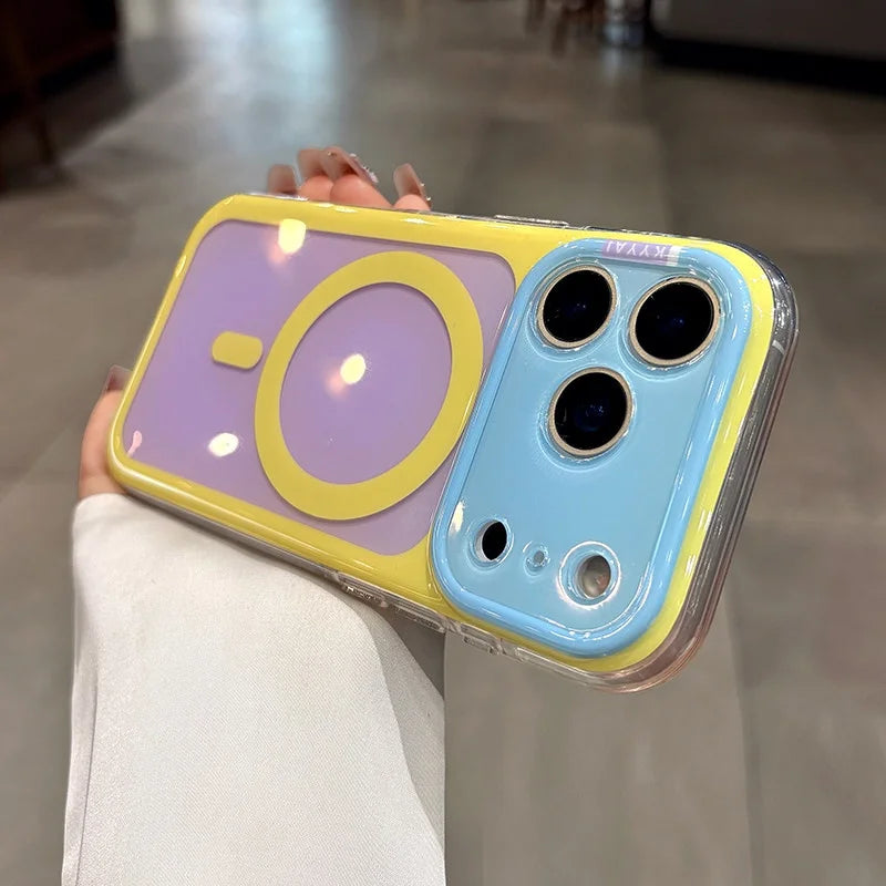 Candy Contrasting Colors For Magsafe Magnetic Phone Case For iPhone 17 14 15 16  Pro Max Shockproof Soft Silicone Back Cover