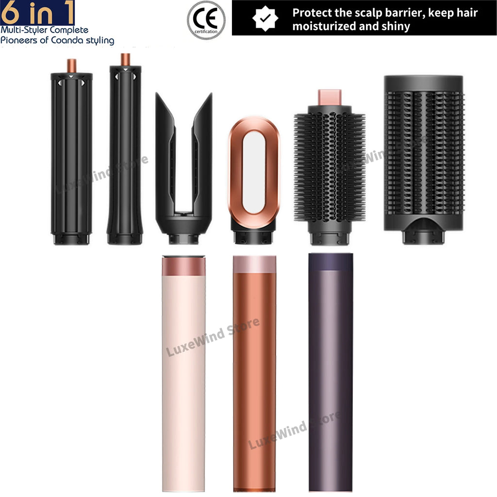 Upgraded 1500w Multil Hair Styler Hair Dryer 30/40mm Auto Curling Barrels and Hair Strightenting Nozzle Hot Air Brush Wrap Style