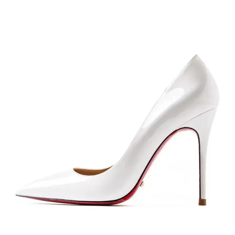 Plus Size 34-44 Sexy Rode Schoenen Rubberen Bodem Puntschoen Lente Ondiepe Vrouwen Pompen Dress Party Bruiloft hoge Hakken