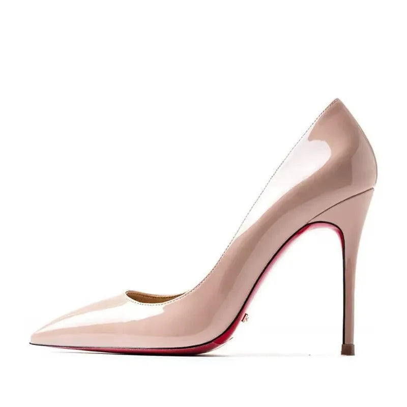 Plus Size 34-44 Sexy Rode Schoenen Rubberen Bodem Puntschoen Lente Ondiepe Vrouwen Pompen Dress Party Bruiloft hoge Hakken
