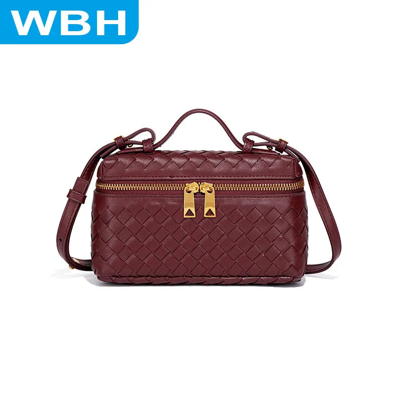Crossbody geweven veelzijdige lunchbox tas met dubbele ritssluiting handtas schoudertas