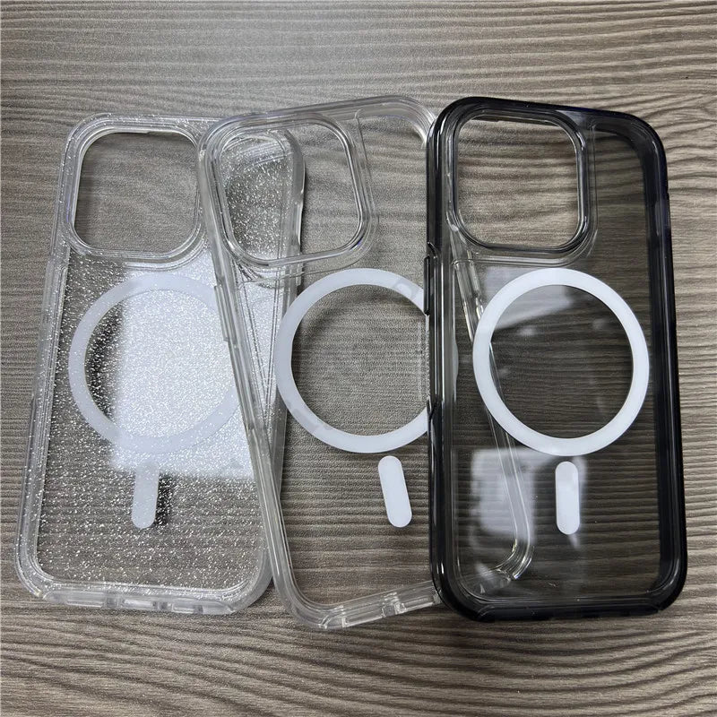 Transparante hoes Symmetry+ Series magnetische hoes met logo voor iPhone 12 13 14 15 16 Plus 17 Pro Max beschermhoes met verpakkingsdoos