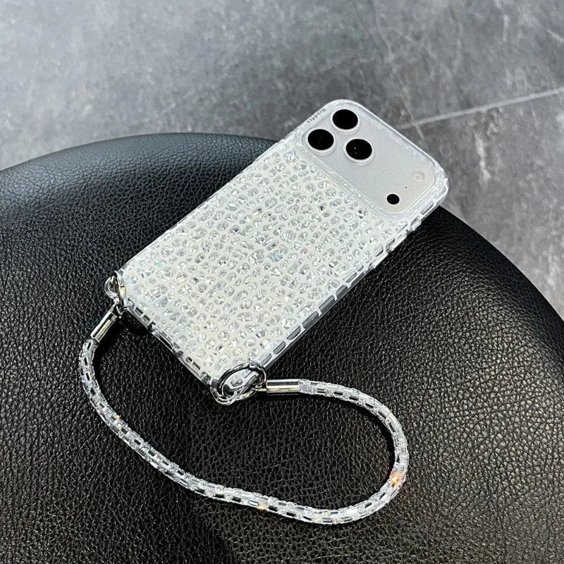 Glitter Snake Pattern Bling Shockproof Phone Case For iPhone 17 18 Pro 18 15 16 17 Pro Max Shining Protector Cover with Bracelet
