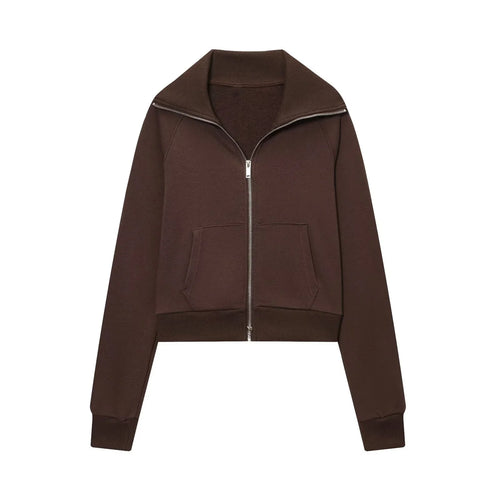 2025 Herfst Nieuwe Vrouwen Casual Revers Lange Mouwen Rits Fleece Jas + Hoge Taille Badstof Uitlopende Broek