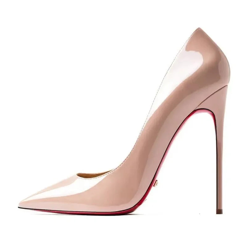 Plus Size 34-44 Sexy Rode Schoenen Rubberen Bodem Puntschoen Lente Ondiepe Vrouwen Pompen Dress Party Bruiloft hoge Hakken