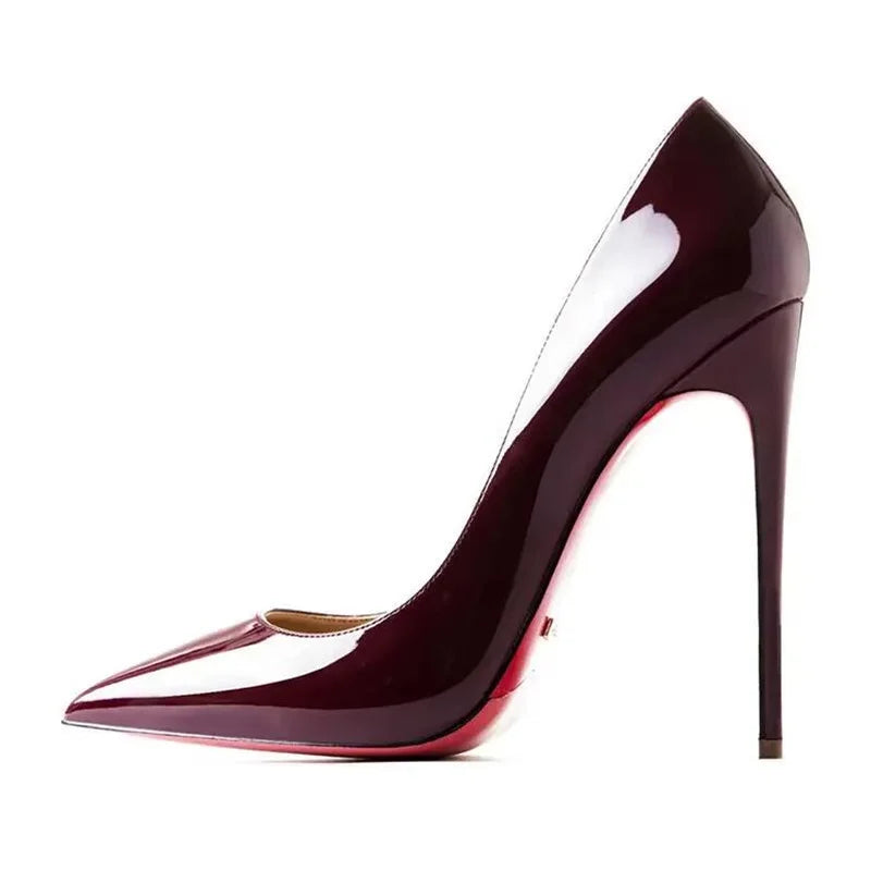 Plus Size 34-44 Sexy Rode Schoenen Rubberen Bodem Puntschoen Lente Ondiepe Vrouwen Pompen Dress Party Bruiloft hoge Hakken