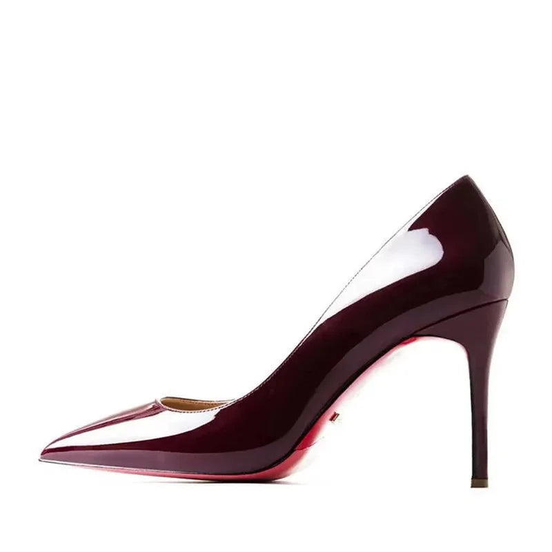 Plus Size 34-44 Sexy Rode Schoenen Rubberen Bodem Puntschoen Lente Ondiepe Vrouwen Pompen Dress Party Bruiloft hoge Hakken