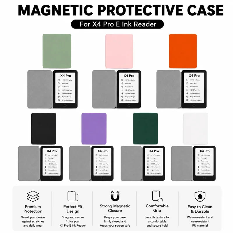 New Magnetic Flip Cover With Stand E‑reader Protective Case For Xteink X3 X4 X4pro Shockproof Detachable Shell Protective Sleeve