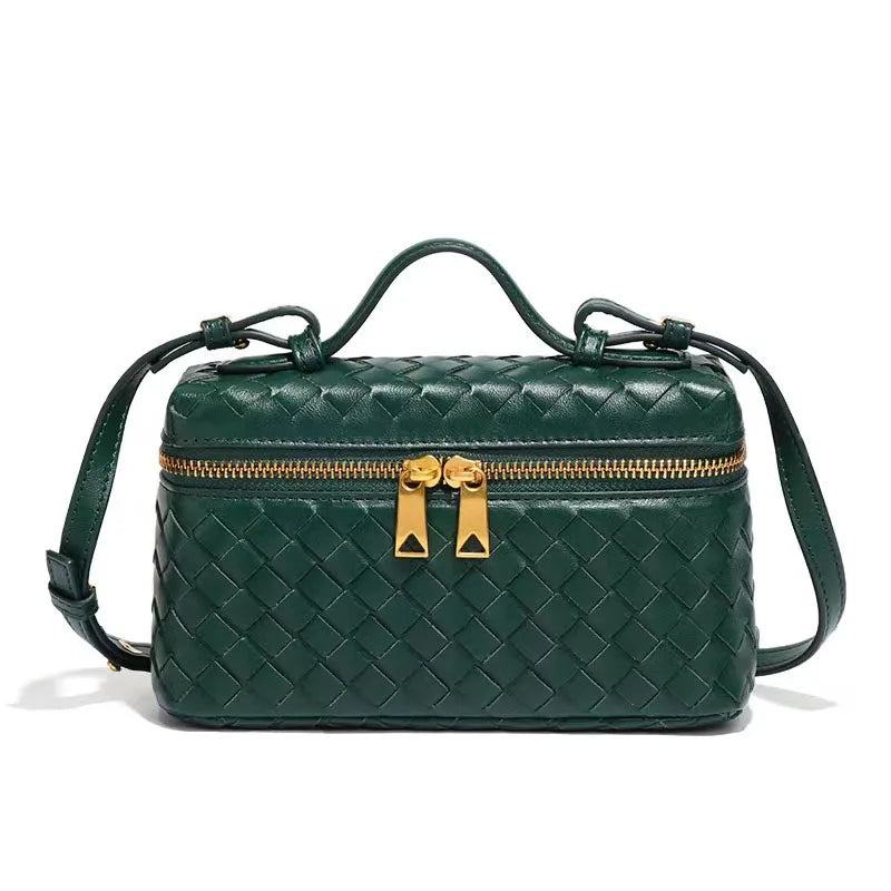 Crossbody geweven veelzijdige lunchbox tas met dubbele ritssluiting handtas schoudertas