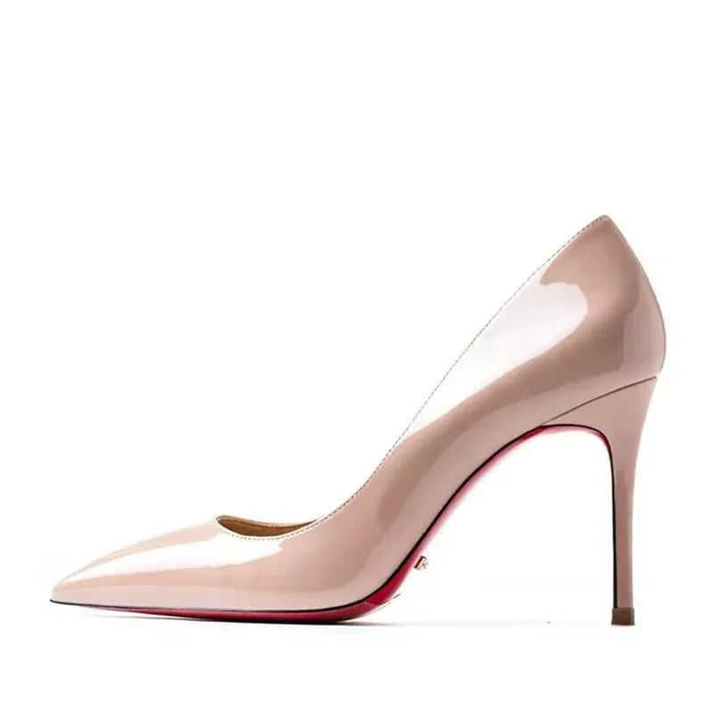 Plus Size 34-44 Sexy Rode Schoenen Rubberen Bodem Puntschoen Lente Ondiepe Vrouwen Pompen Dress Party Bruiloft hoge Hakken